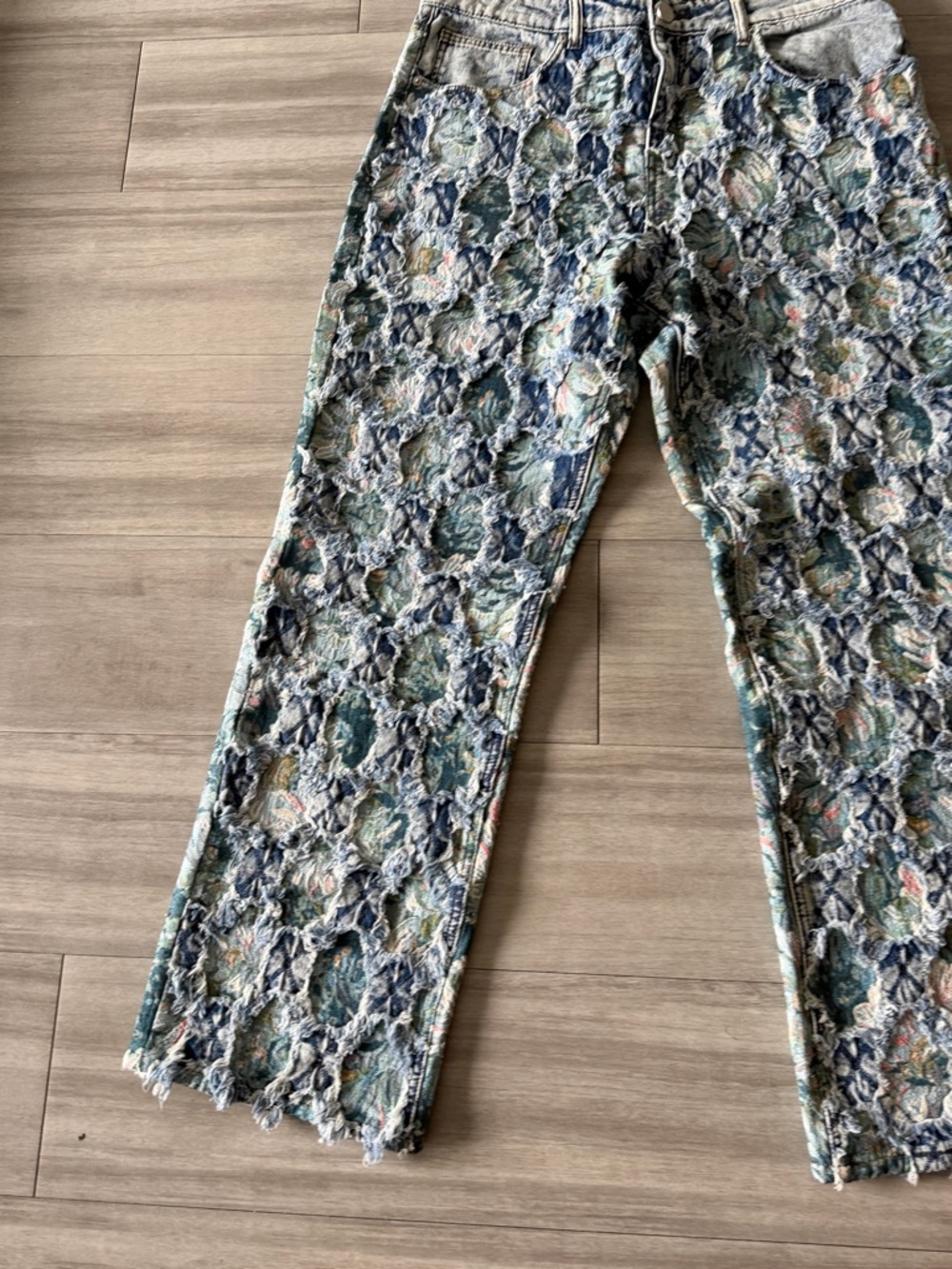 Textured Multi-Color Patchwork Jeans (36x32) - Picture 3 of 10